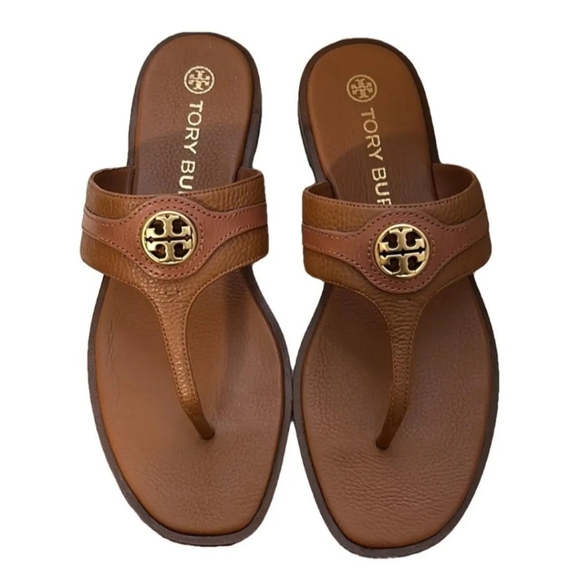 Tory Burch Shoes - TORY BURCH Carson Thong Welt Flat Leather Sandal Size 7M | Aged Camello